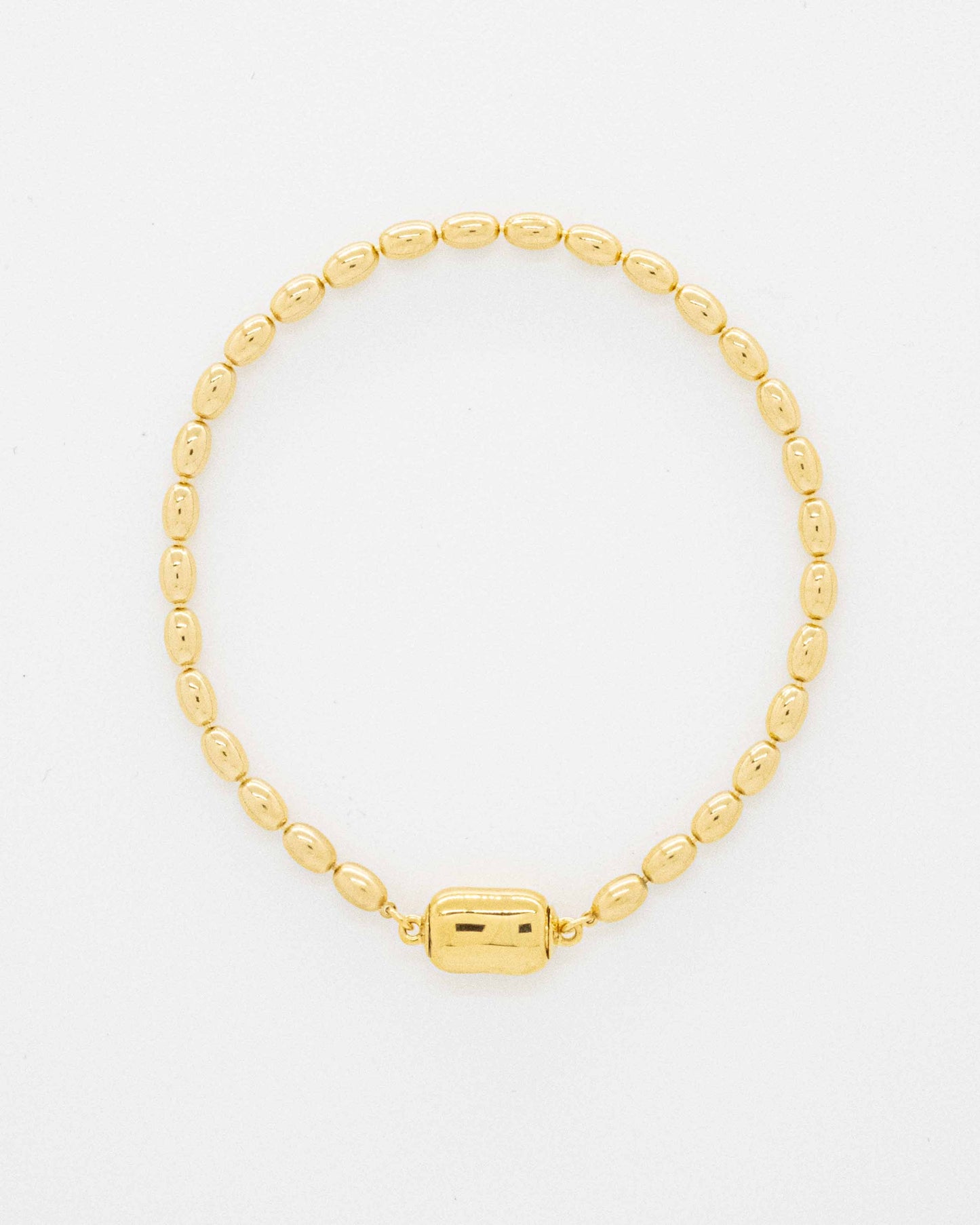 Oval ball gold Bracelet with gold beans