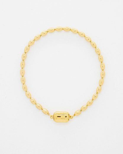 Oval ball gold Bracelet with gold beans