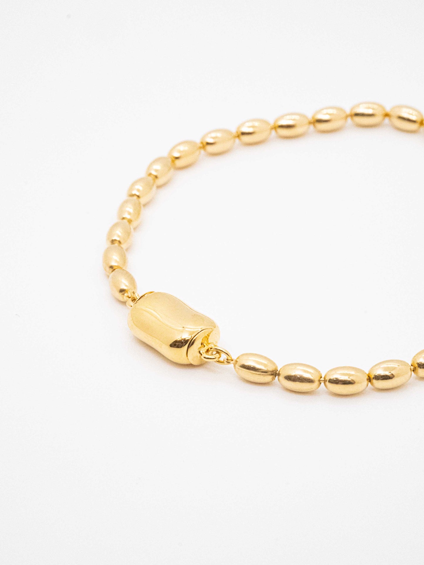 Oval ball gold Bracelet with gold beans